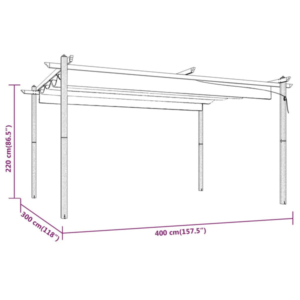 vidaXL Pergola with Retractable Roof 4x3 m Taupe