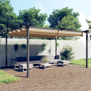 vidaXL Pergola with Retractable Roof 4x3 m Taupe