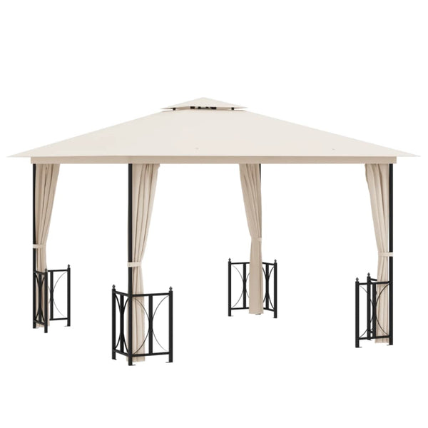 vidaXL Gazebo with Sidewalls & Double Roof 3x3 m Cream