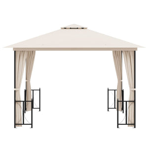 vidaXL Gazebo with Sidewalls & Double Roof 3x3 m Cream