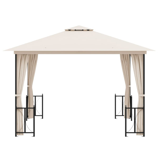 vidaXL Gazebo with Sidewalls & Double Roof 3x3 m Cream