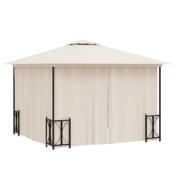 vidaXL Gazebo with Sidewalls & Double Roof 3x3 m Cream