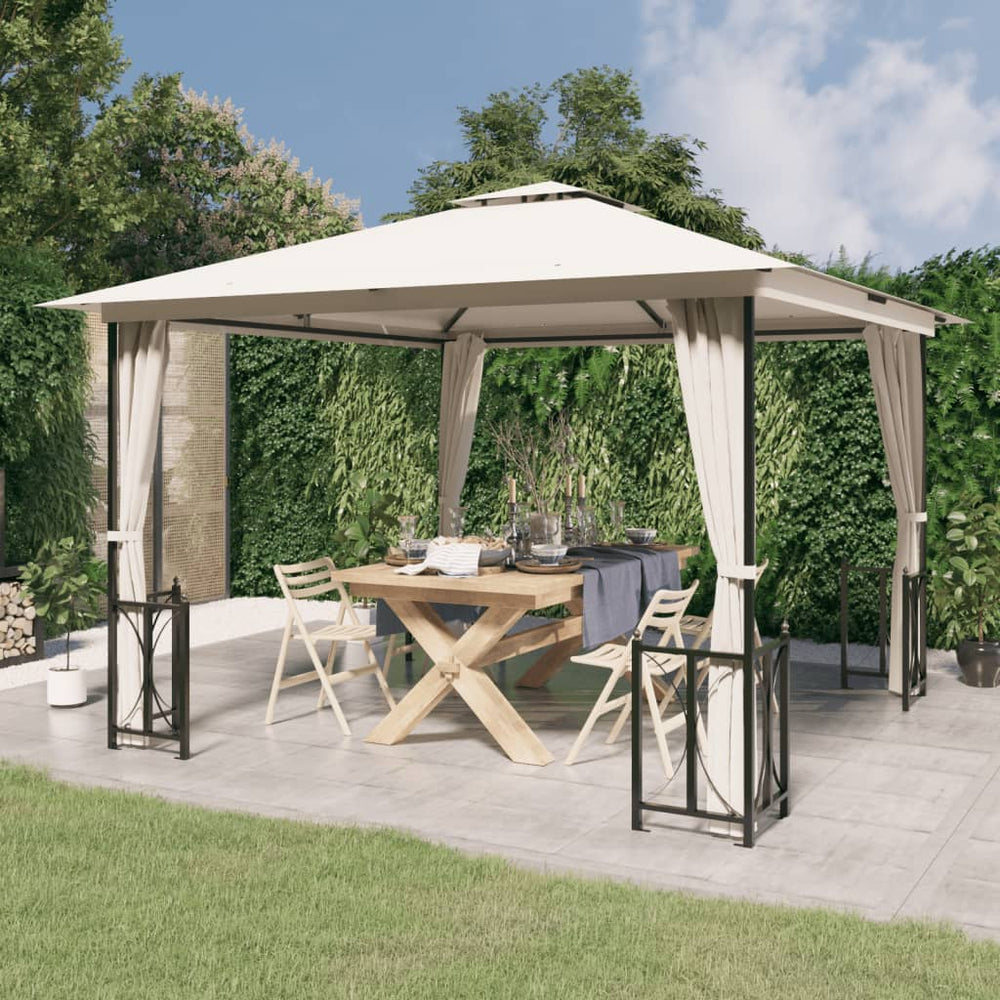 vidaXL Gazebo with Sidewalls & Double Roof 3x3 m Cream