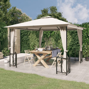 vidaXL Gazebo with Sidewalls & Double Roof 3x3 m Cream