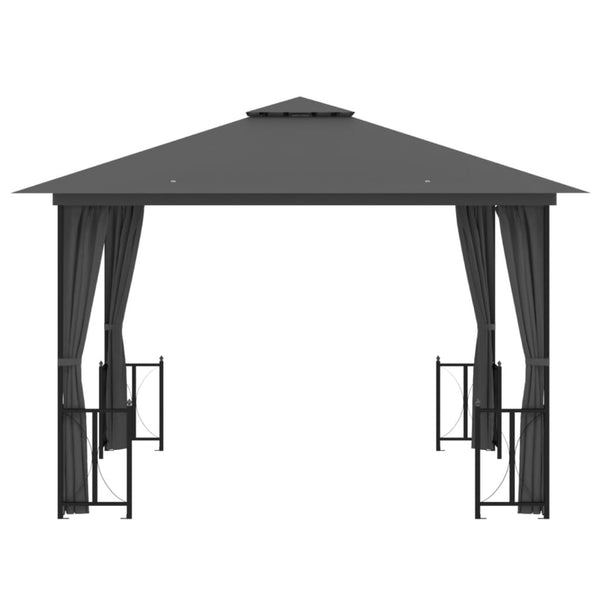 vidaXL Gazebo with Sidewalls & Double Roof 3x3 m Anthracite