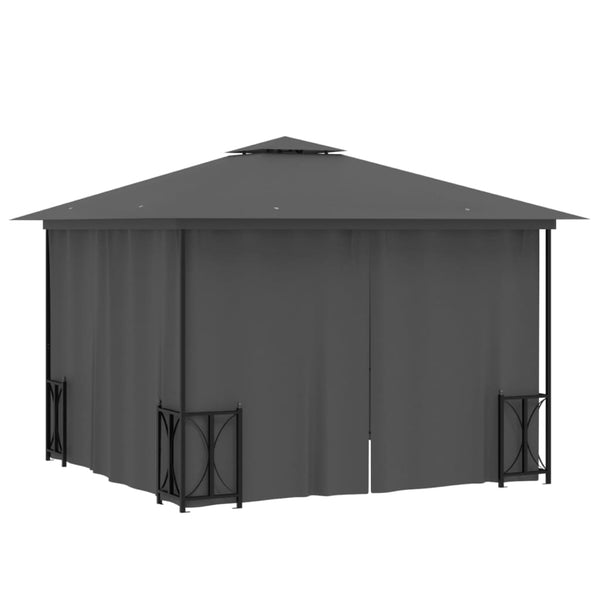 vidaXL Gazebo with Sidewalls & Double Roof 3x3 m Anthracite