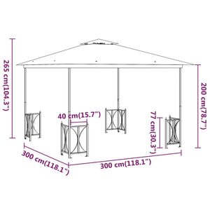 vidaXL Gazebo with Sidewalls & Double Roof 3x3 m Anthracite