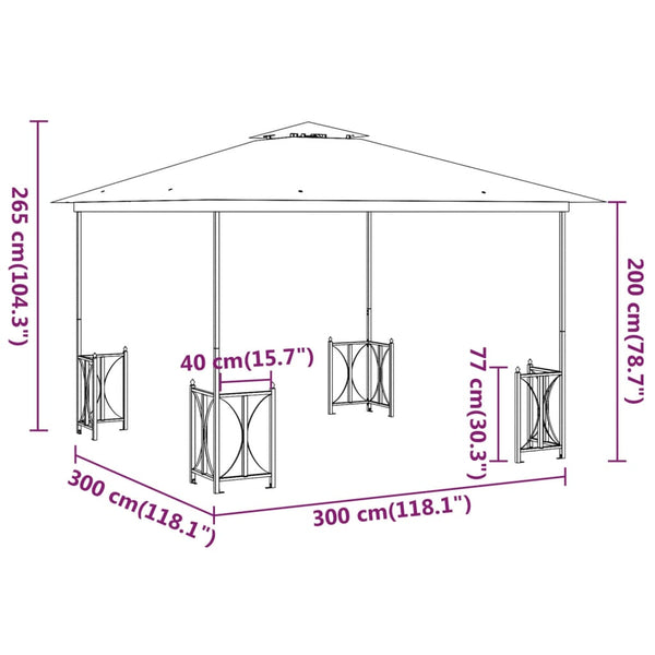 vidaXL Gazebo with Sidewalls & Double Roof 3x3 m Anthracite