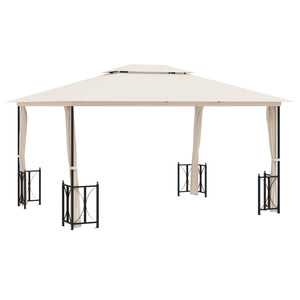 vidaXL Gazebo with Side Walls & Double Roof 3x4 m Cream