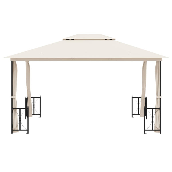 vidaXL Gazebo with Side Walls & Double Roof 3x4 m Cream