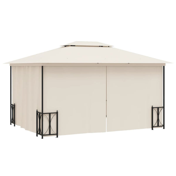 vidaXL Gazebo with Side Walls & Double Roof 3x4 m Cream