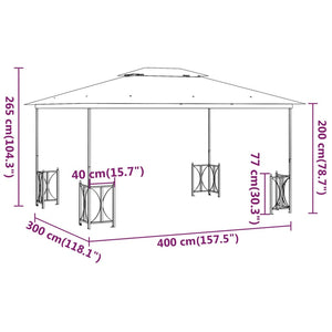 vidaXL Gazebo with Side Walls & Double Roof 3x4 m Cream