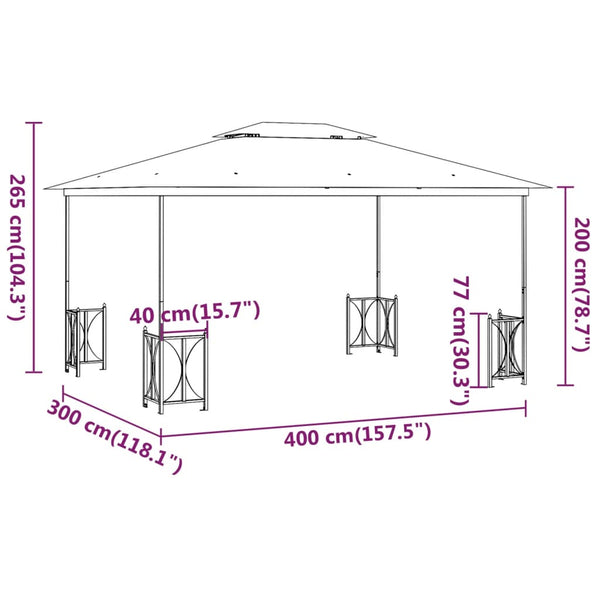 vidaXL Gazebo with Side Walls & Double Roof 3x4 m Cream