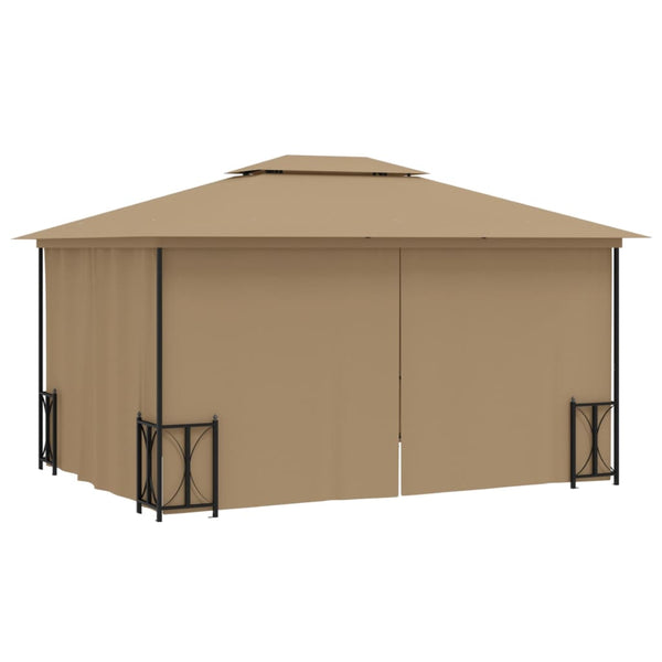 vidaXL Gazebo with Sidewalls & Double Roof 3x4 m Taupe