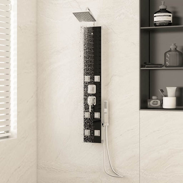 vidaXL Shower Panel Glass 18x45.5x130 cm Black