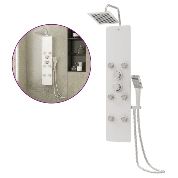 vidaXL Shower Panel Glass 25x47.5x130 cm White