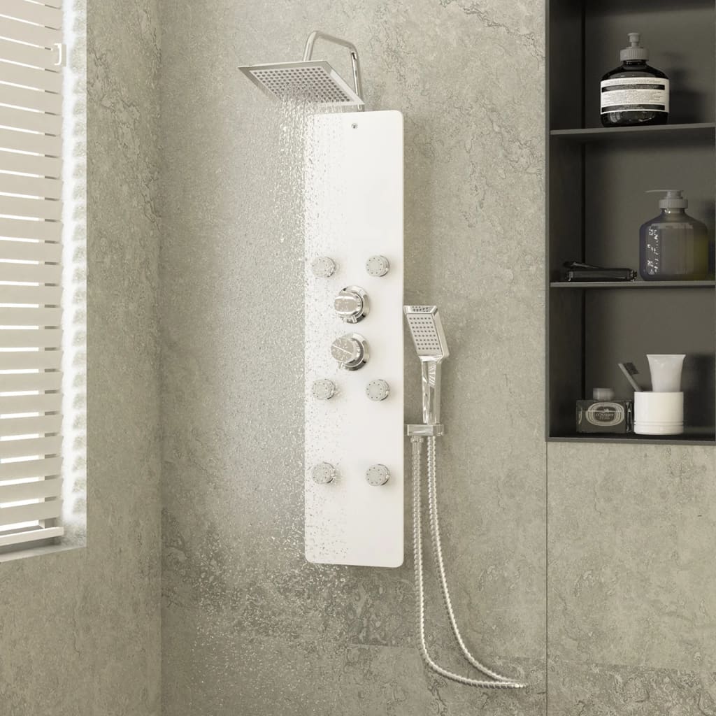 vidaXL Shower Panel Glass 25x47.5x130 cm White