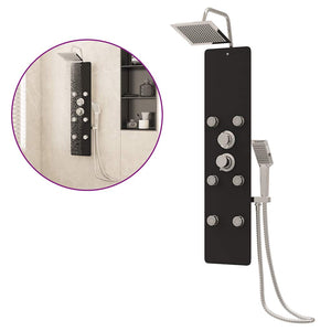 vidaXL Shower Panel Glass 25x47.5x130 cm Black
