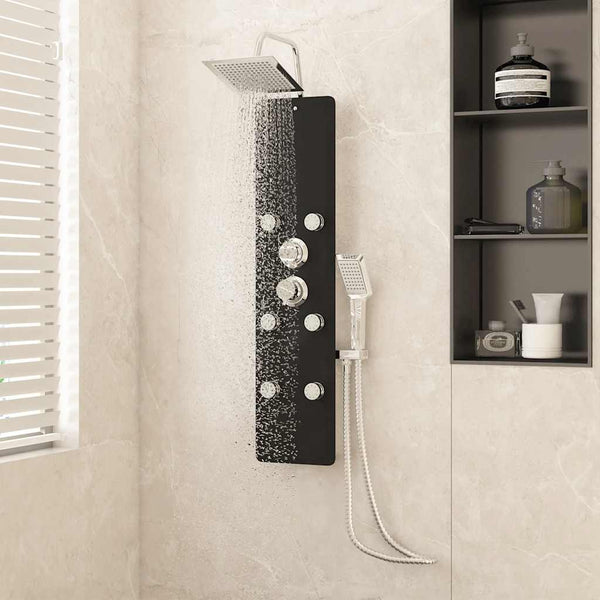 vidaXL Shower Panel Glass 25x47.5x130 cm Black