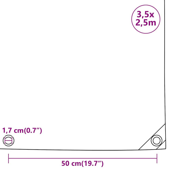 vidaXL Tarpaulin 650 g/m² 3.5x2.5 m Black