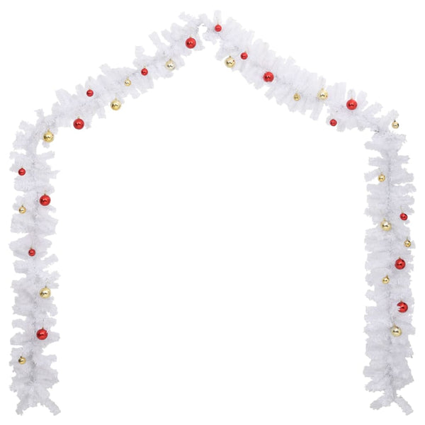 Weihnachtsgirlande Weiß mit Kugeln 5 m