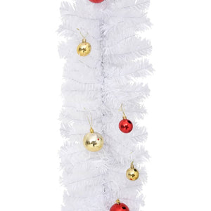 Weihnachtsgirlande Weiß mit Kugeln 5 m