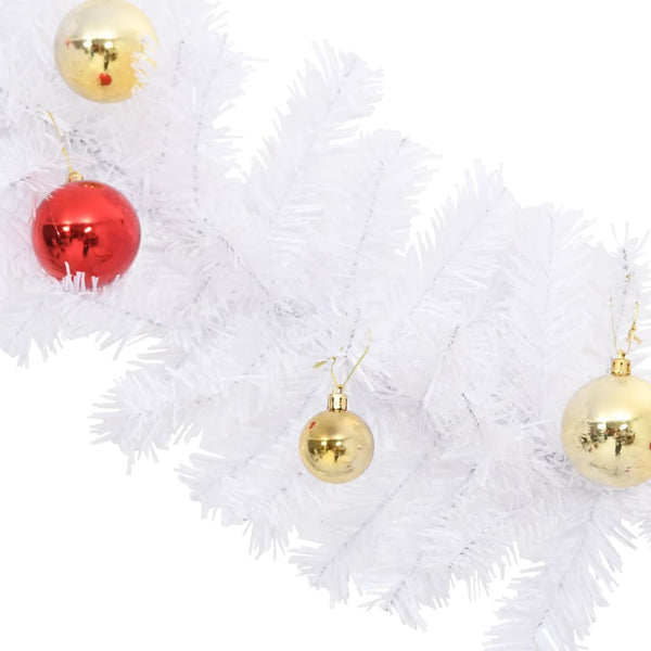 Weihnachtsgirlande Weiß mit Kugeln 5 m