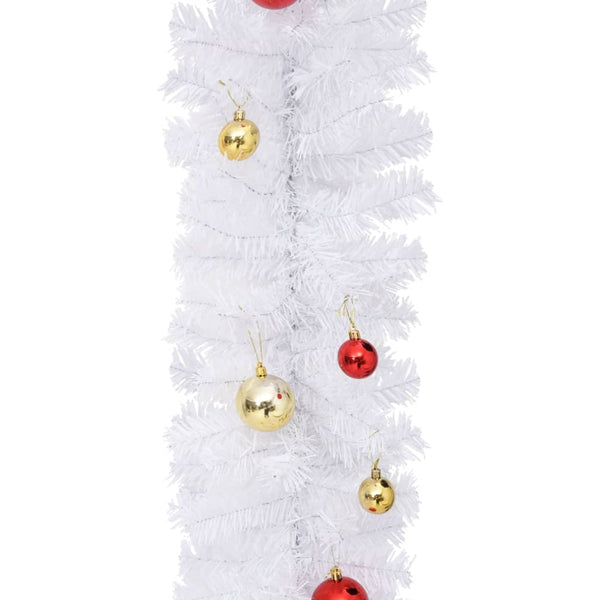 Weihnachtsgirlande Weiß mit Kugeln 10 m