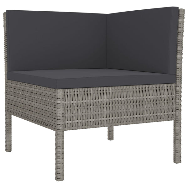 vidaXL 5-piece Garden Lounge Set with Cushions Poly Rattan Grey