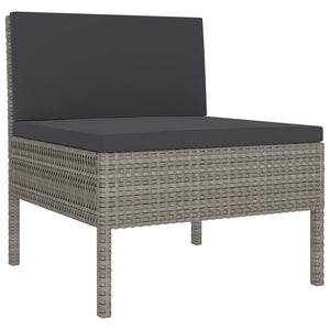 vidaXL 5-piece Garden Lounge Set with Cushions Poly Rattan Grey