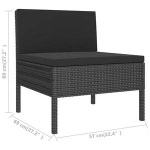 vidaXL 6-Piece Garden Lounge Set with Cushions Poly Rattan Black