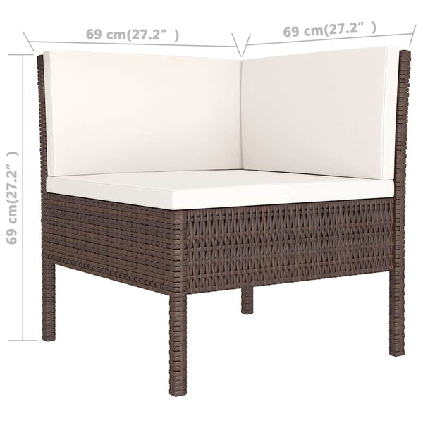 vidaXL 6-Piece Garden Lounge Set with Cushions Poly Rattan Brown