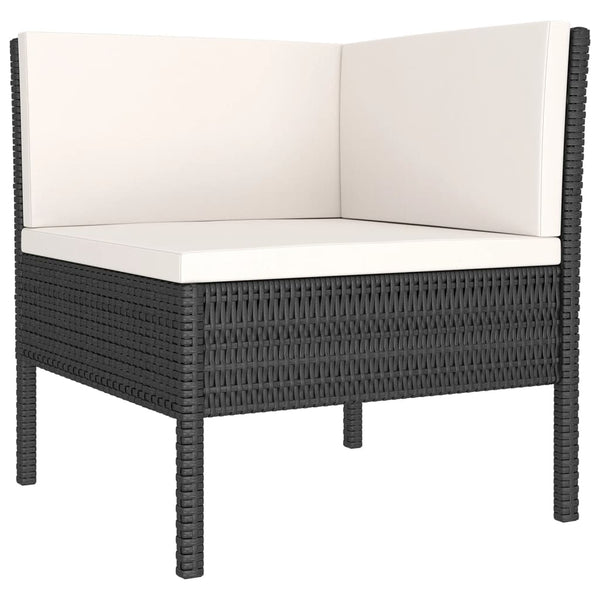 vidaXL 6-Piece Garden Lounge Set with Cushions Poly Rattan Black