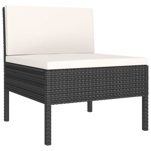 vidaXL 6-Piece Garden Lounge Set with Cushions Poly Rattan Black