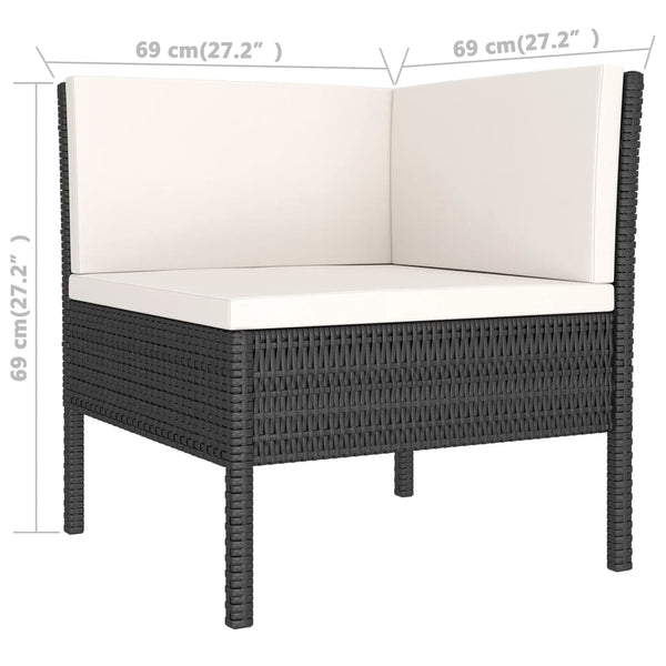 vidaXL 6-Piece Garden Lounge Set with Cushions Poly Rattan Black
