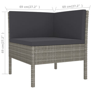 vidaXL 6-Piece Garden Lounge Set with Cushions Poly Rattan Grey