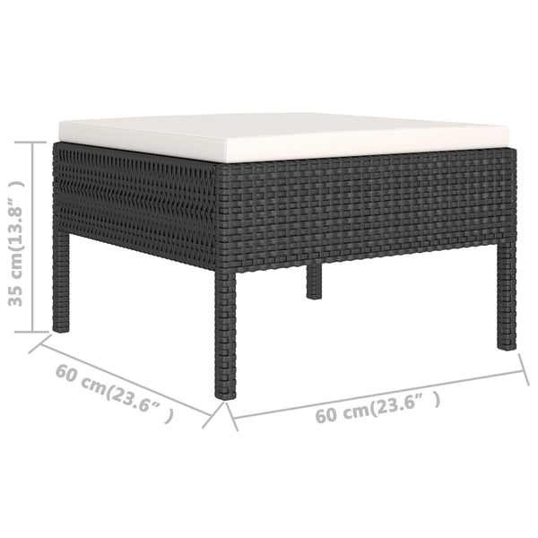vidaXL 6-Piece Garden Lounge Set with Cushions Poly Rattan Black