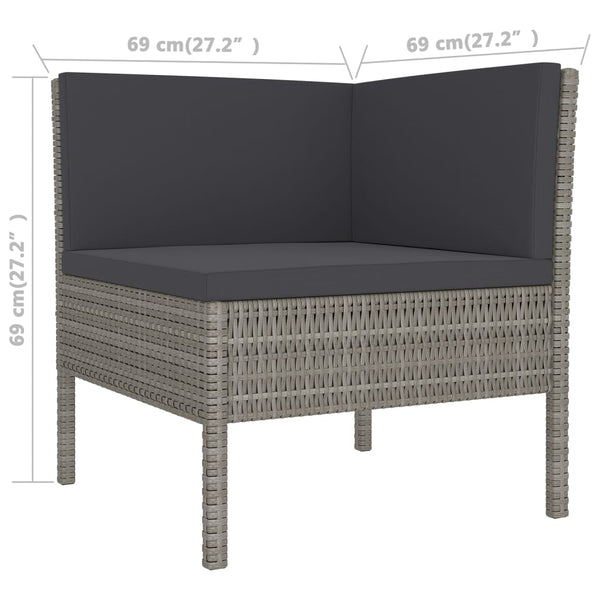 vidaXL 6-Piece Garden Lounge Set with Cushions Poly Rattan Grey