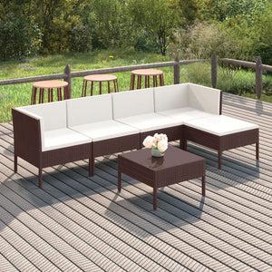 vidaXL 6-Piece Garden Lounge Set with Cushions Poly Rattan Brown