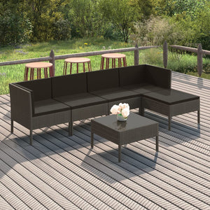 vidaXL 6-Piece Garden Lounge Set with Cushions Poly Rattan Grey