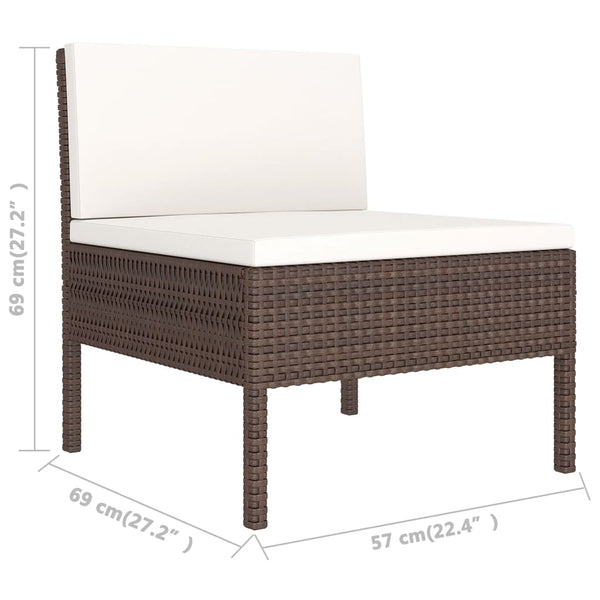 vidaXL 8-piece Garden Lounge Set with Cushions Poly Rattan Brown