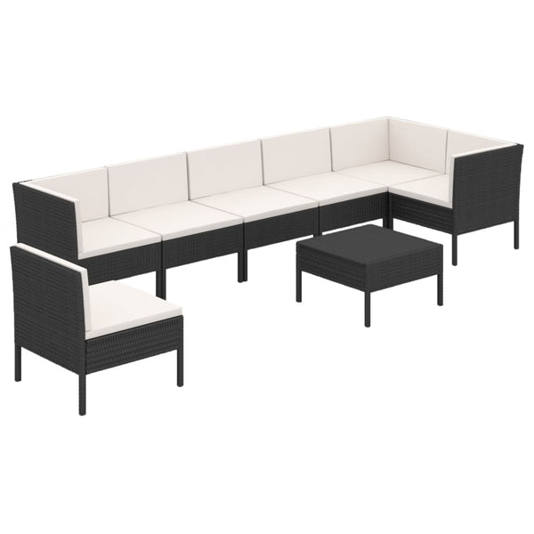vidaXL 8-piece Garden Lounge Set with Cushions Poly Rattan Black