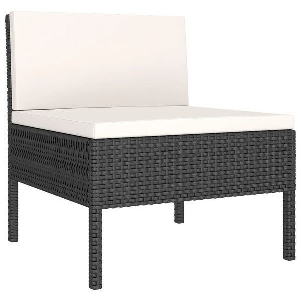 vidaXL 8-piece Garden Lounge Set with Cushions Poly Rattan Black