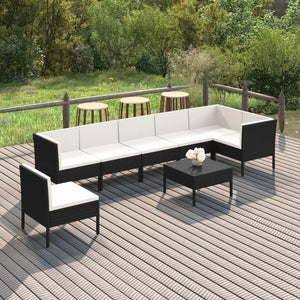 vidaXL 8-piece Garden Lounge Set with Cushions Poly Rattan Black