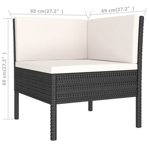 vidaXL 8-piece Garden Lounge Set with Cushions Poly Rattan Black