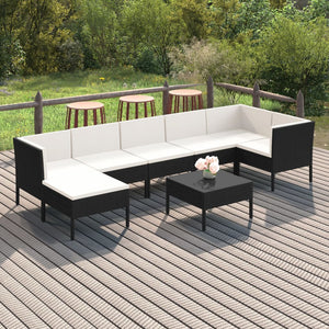 vidaXL 8-piece Garden Lounge Set with Cushions Poly Rattan Black