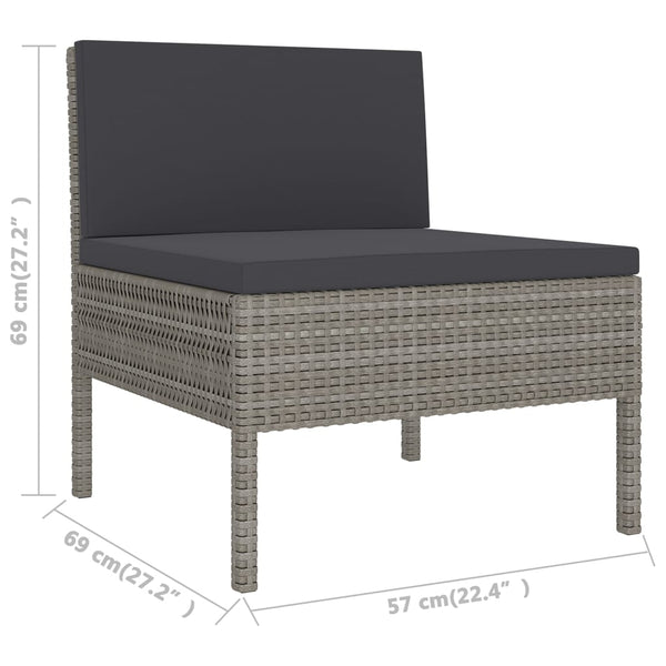 vidaXL 9-piece Garden Lounge Set with Cushions Poly Rattan Grey