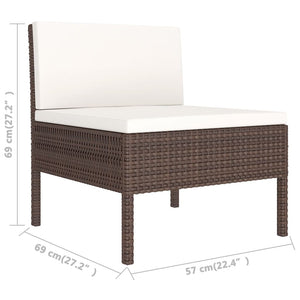 vidaXL 8-piece Garden Lounge Set with Cushions Poly Rattan Brown