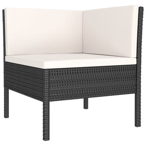 vidaXL 8-piece Garden Lounge Set with Cushions Poly Rattan Black