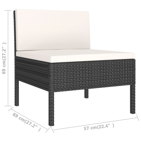 vidaXL 8-piece Garden Lounge Set with Cushions Poly Rattan Black